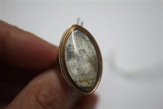 George III mourning ring and 4 other items.